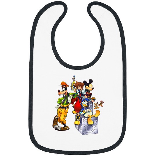 Disney Kingdom Hearts Goofy Mickey & Donald Sora Block Shot Bibs