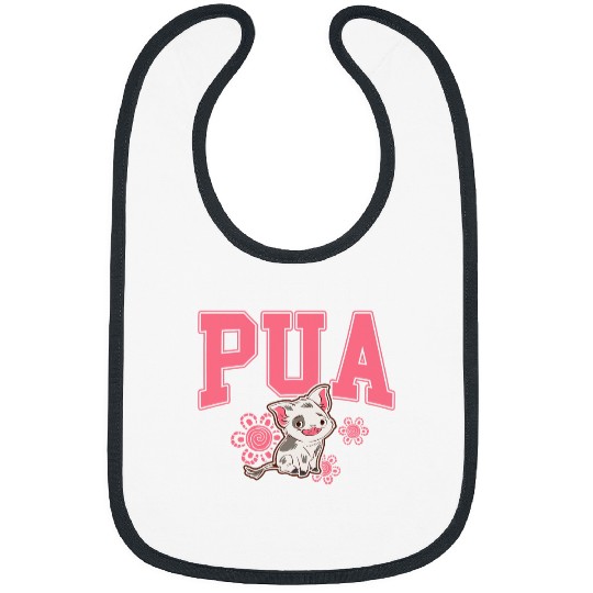 Disney Moana Cute Pua Big Chest Collegiate Text Logo Bibs