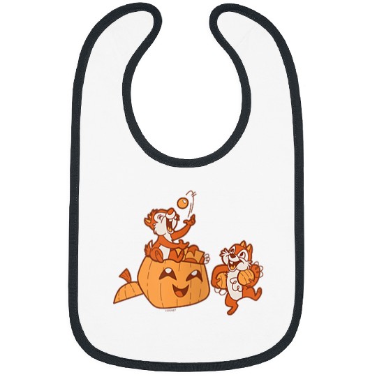 Disneyss Chip N Dale Halloween Pumpkin Bucket Corner Art Bibs