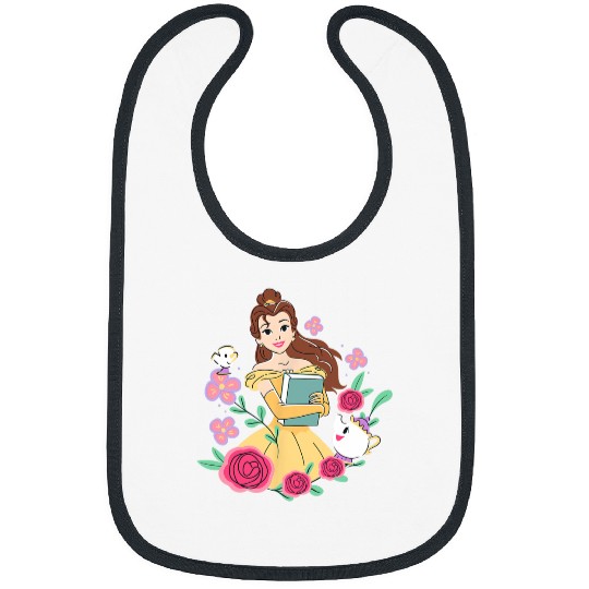 Disney Beauty and the Beast Belle & Book Fall Floral Roses Bibs