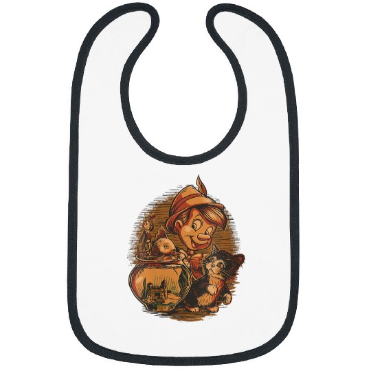 Disneyss Pinocchio Jiminy Cricket Figaro And Cleo Bibs