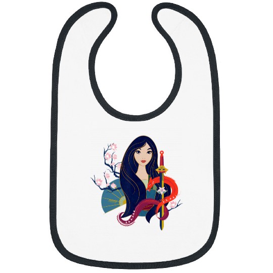 Disney Princess Mulan and Mushu Modern Art Deco Style Bibs