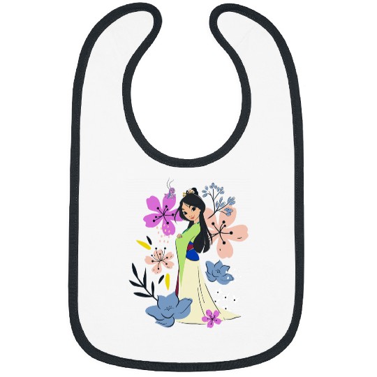 Disney Mulan Sweet Kawaii Floral Watercolor Princess Sketch Bibs