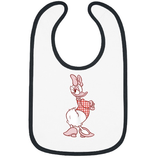 Disneyss Daisy Duck Sassy In White Pink Pose With Plaid Top Bibs