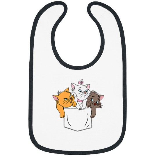 Disney The Aristocats Adorable Kittens Trio Faux Pocket Logo Bibs