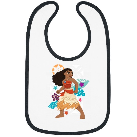 Disney Moana Power Girl Pose Tropical Flowers Chest Poster Bibs