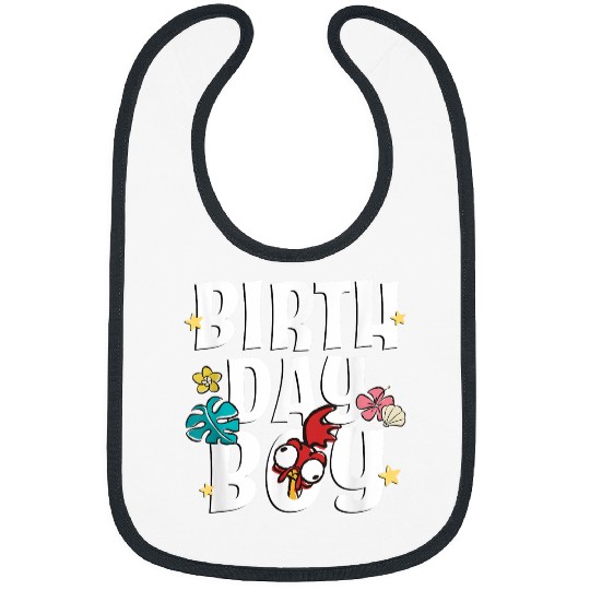 Disney Moana Birthday Boy Cute Hei Hei Big Chest Text Logo Bibs