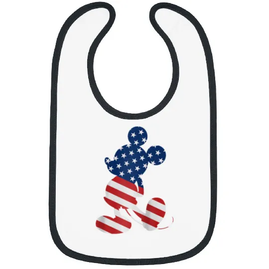 Disney Mickey Mouse American Flag USA T  Raglan Baseball Tee Bibs