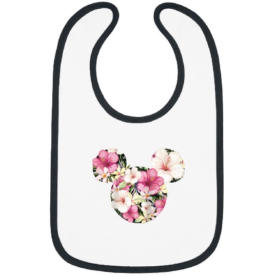 Disney Mickey And Friends Tropical Floral Print Silhouette Raglan Baseball Tee Bibs