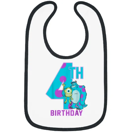 Disneyss Pixars Monsters Inc Mike Sully Happy 4th Birthday Bibs