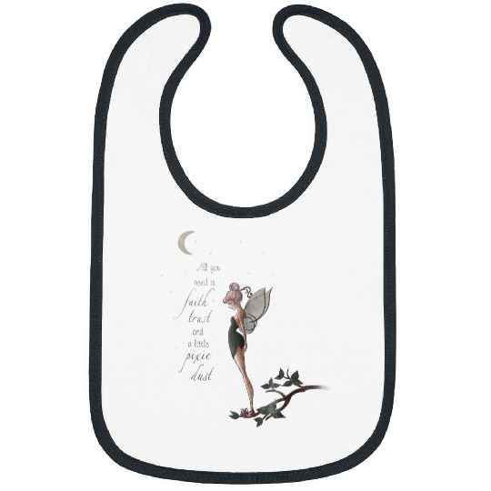 Disneyss Peter Pan Tinker Bell Moon Quote Art Graphic Bibs