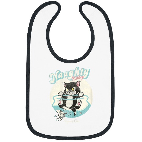 Disney Pinocchio Naughty Kitty Figaro Cleo  Big Logo Bibs
