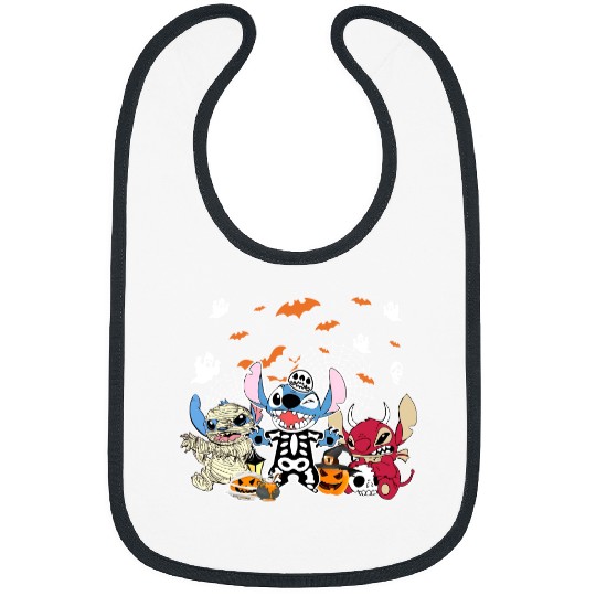 Stitch Scream Holding Balloons Color Bibs, Disney's Lilo And Stitch Halloween Bibs
