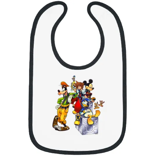 Disney Kingdom Hearts Goofy Mickey & Donald Sora Block Shot Bibs