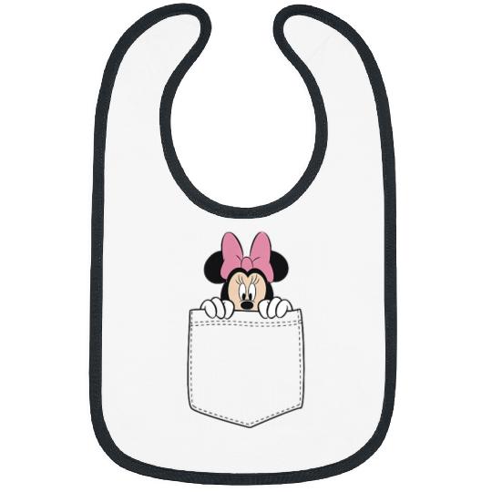 Black Disney Minnie Mouse Classic Fit T-Shirt - Crew Neck, Short Sleeve, Casual Polyester & Cotton Bibs