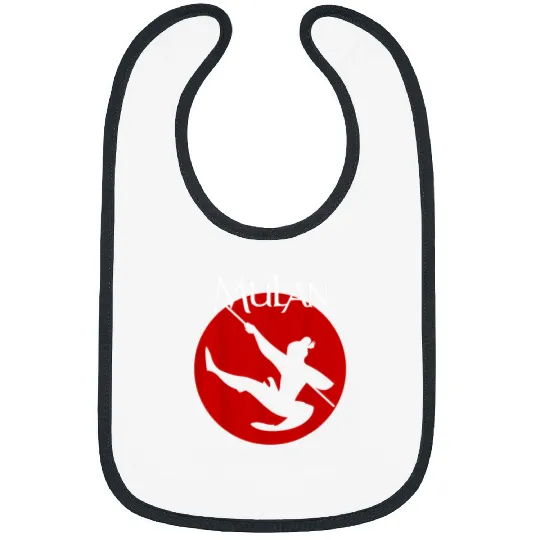 Disney Mulan Silhouette In Action Red Circle Gra Bibs