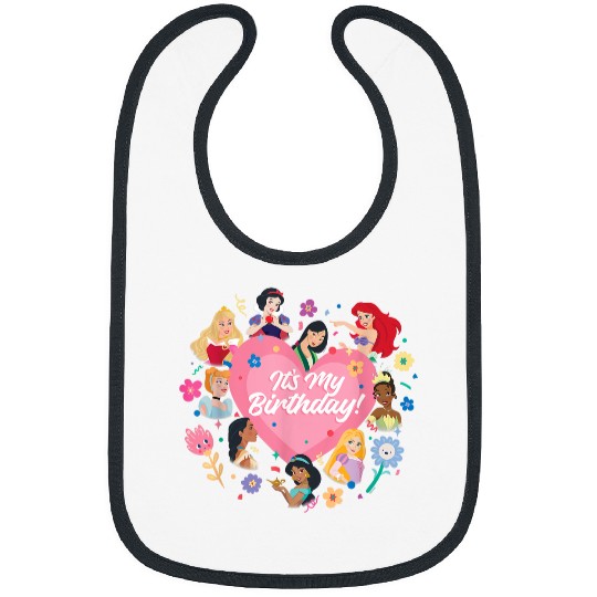 Discover Disney Princess Pink Heart And Flowers Its My Birthday Bibs