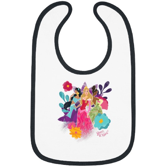 Disney Princess Jasmine Aurora and Tiana Strong at Heart Bibs