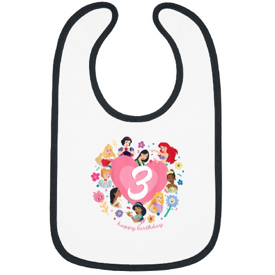 Discover Kids Disney Princess Heart 3 Years Old Happy Third Birthday Bibs