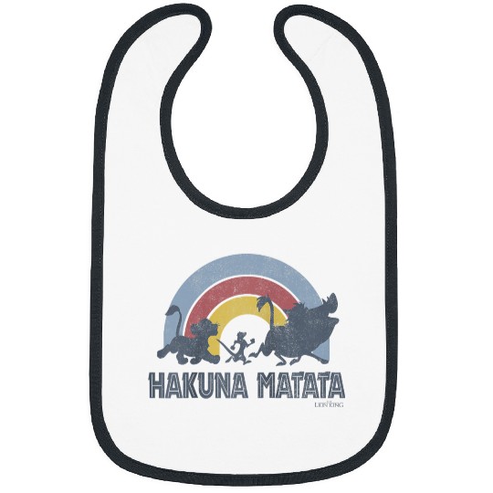 Disneyss The Lion King Hakuna Matata Distressed Rainbow Logo Bibs