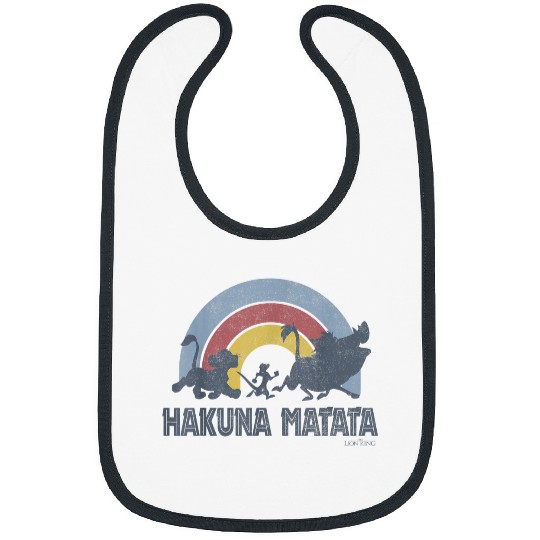 Disneyss The Lion King Hakuna Matata Distressed Rainbow Logo Bibs