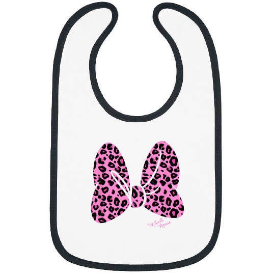 Discover Disney Minnie Mouse Pink Animal Print Classic Bow Bibs