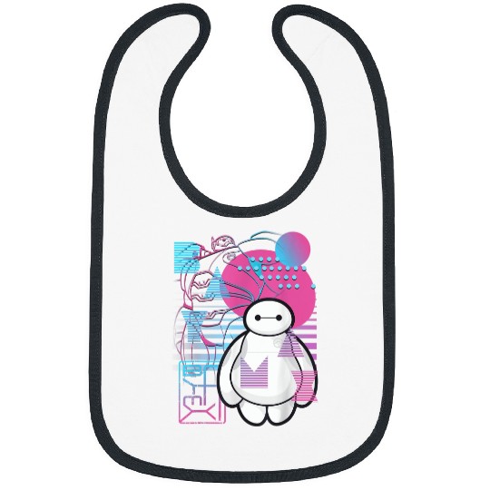 Disney Big Hero 6 Baymax Neon Blue Print Schemat Bibs