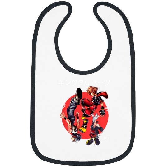Disney Kingdom Hearts Sora Riku Mickey Kanji Group Shot Logo Bibs