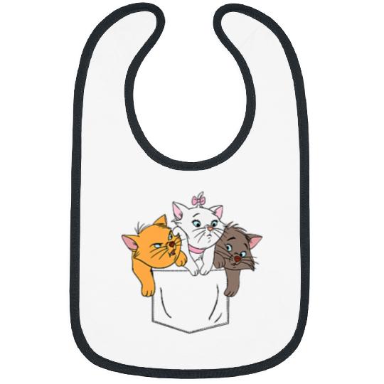 Disney The Aristocats Adorable Kittens Trio Faux Pocket Logo Bibs