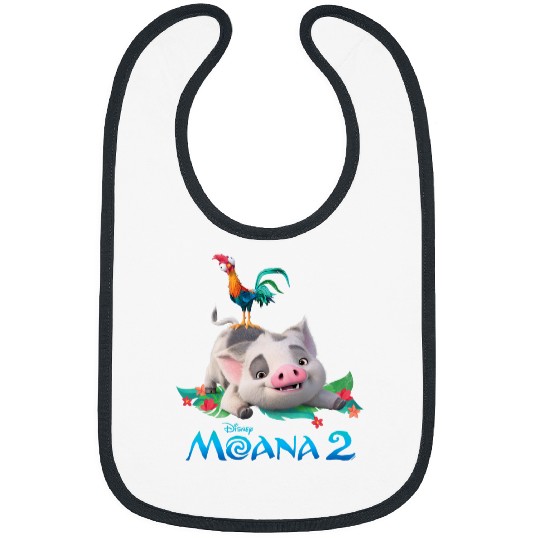 Disney Moana 2 Pua and Heihei with  Movie Logo Bibs