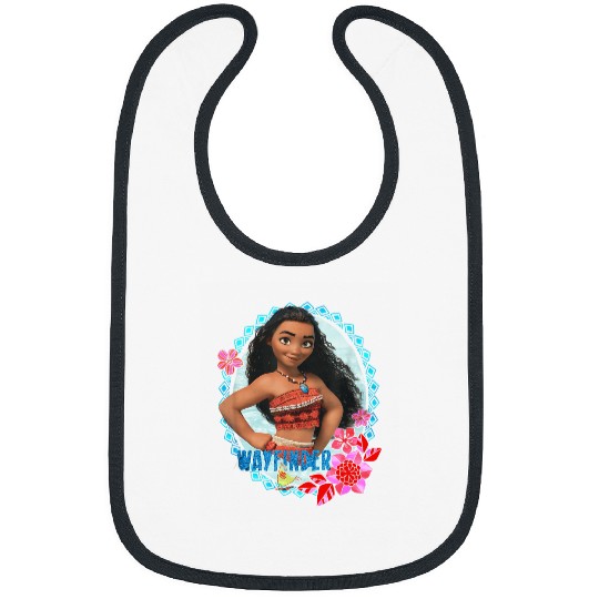 Disney Moana Wayfinder Brave Pose Tropical Flowe Bibs