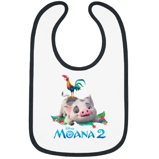 Disney Moana 2 Pua And Heihei With  Movie Logo Bibs