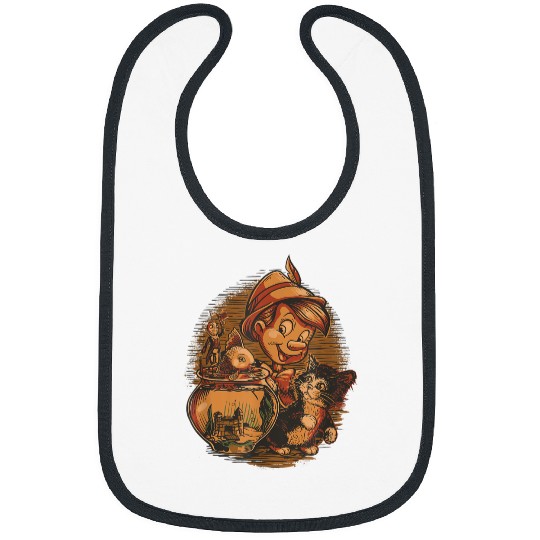 Disneyss Pinocchio Jiminy Cricket Figaro And Cleo Bibs