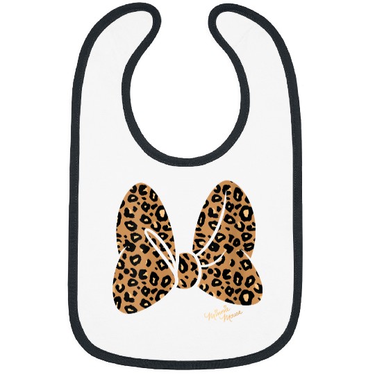 Womens Disney Minnie Mouse Leopard Print Bow V-Neck T-Shirt,Short Sleeve Bibs