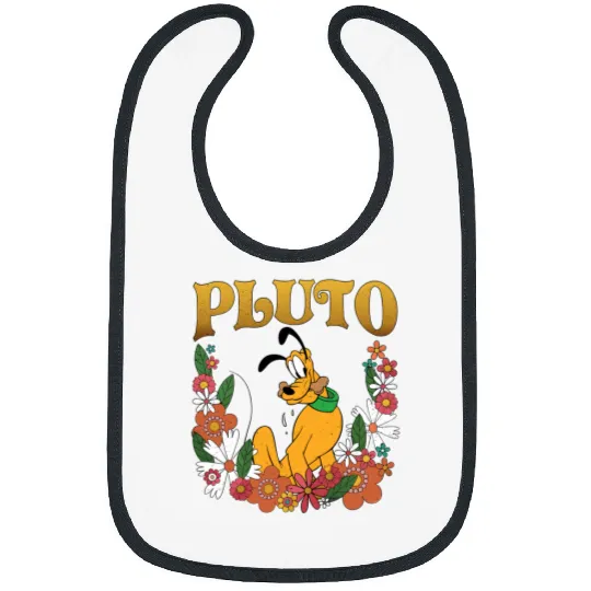 Pluto Dog Disney Floral Bibs, Retro Pluto Bibs, Disney Pluto Bibs, Disney Animal Kingdom Bibs