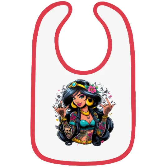Jasmine Bibs, Disney Princess, Disney Bibs, Rock Punk Tattoo, Disney Princess Tattoo Bibs