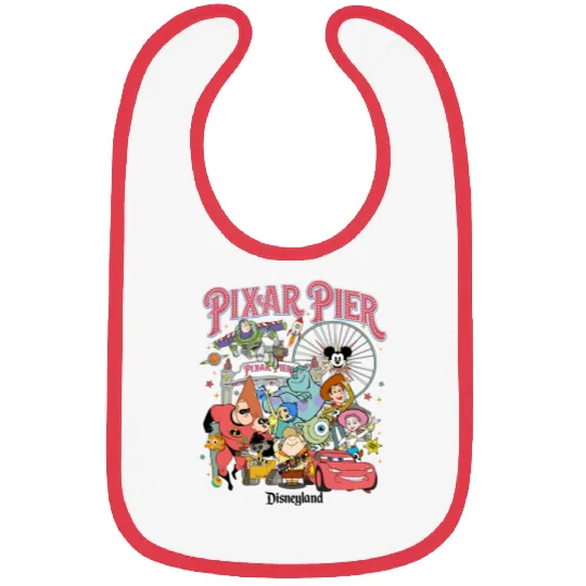 Vintage Pixar Pier Disneyland Bibs, Disneyland Pixar Fest 2024 Bibs, Meet me at Pixar Pier Disney Pixar Characters