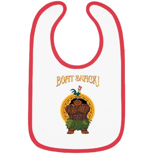 Funny Maui And Hei Hei Boat Snack Retro Bibs, Disney Moana