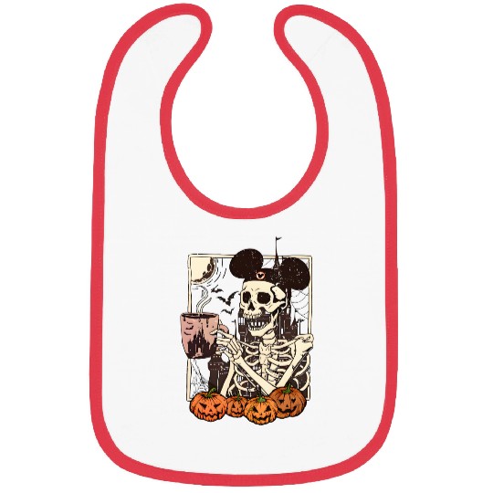 Vintage Disney Skeleton  Color Bibs, Mickey Skeleton Coffee Bibs