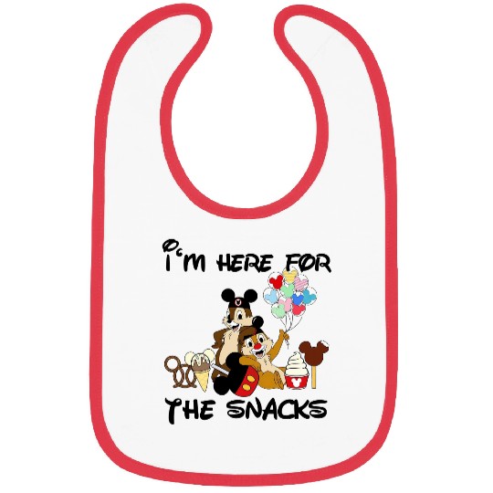 I'M Just Here For The Snacks Bibs, Snacking Around The World Bibs, Chip And Dale Bibs Disney Trip Family Bibs