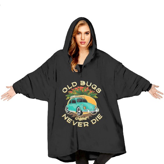 Old Bugs Never Die Summer Retro Vintage Bug Beetle Blanket Hoodies