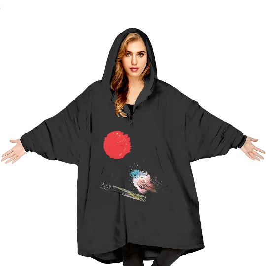 Murakami Birds Red Moon Japenese Blanket Hoodies