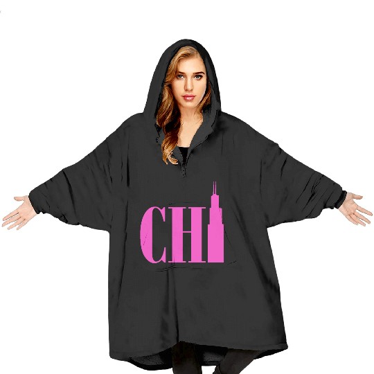 Chicago - Neon Pink Blanket Hoodies