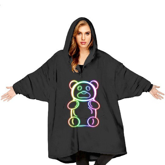 Neon Rainbow Gummy Bear Blanket Hoodies