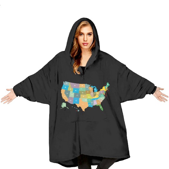 US States Blanket Hoodies
