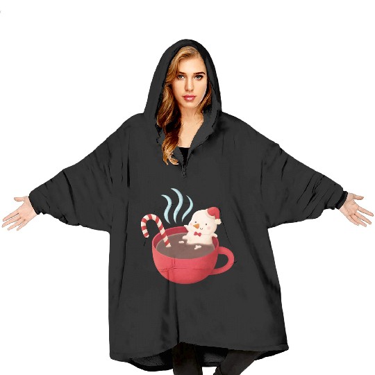 Cute Snowman in Hot Cocoa Blanket Hoodies