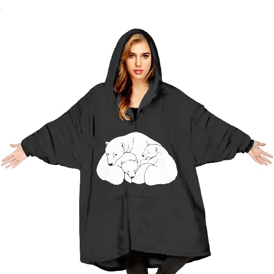Polar Bear w. Cubs Twins Blanket Hoodies