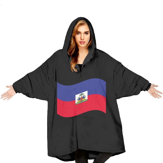 flag haiti Blanket Hoodies
