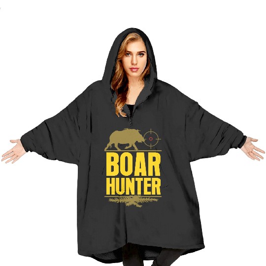 Wild Boar Hunter Hunting Hog Wild Pig Chase Forest Blanket Hoodies