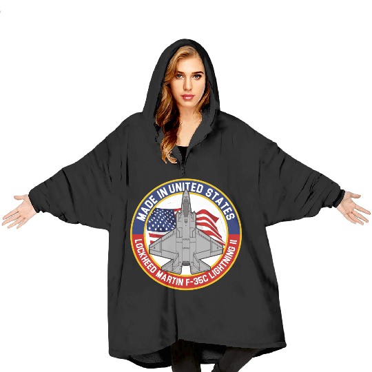 Lockheed Martin F-35C Lightning II - Made in USA Blanket Hoodies
